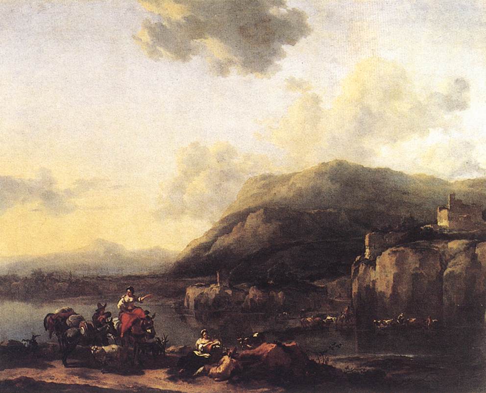 BERCHEM, Nicolaes Landscape with Jacob, Rachel, and Leah